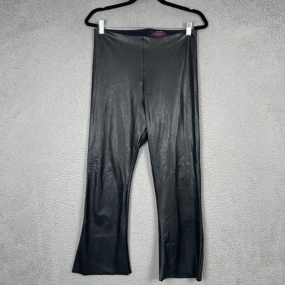 Commando Faux Leather Flare Pants Womens XL Black High Rise Pull On Stretch USA - Picture 1 of 7